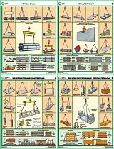 Информационный плакат Строповка и складирование грузов 4 шт. (600х420; Пластик ПВХ 2 мм; )